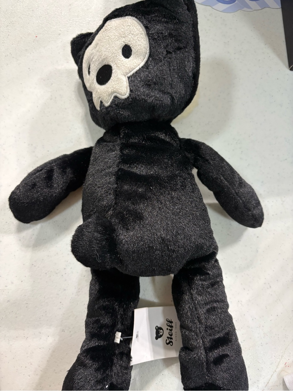 Steiff Black Skull-Face Plush Toy - Soft Kids Stuffed Animal